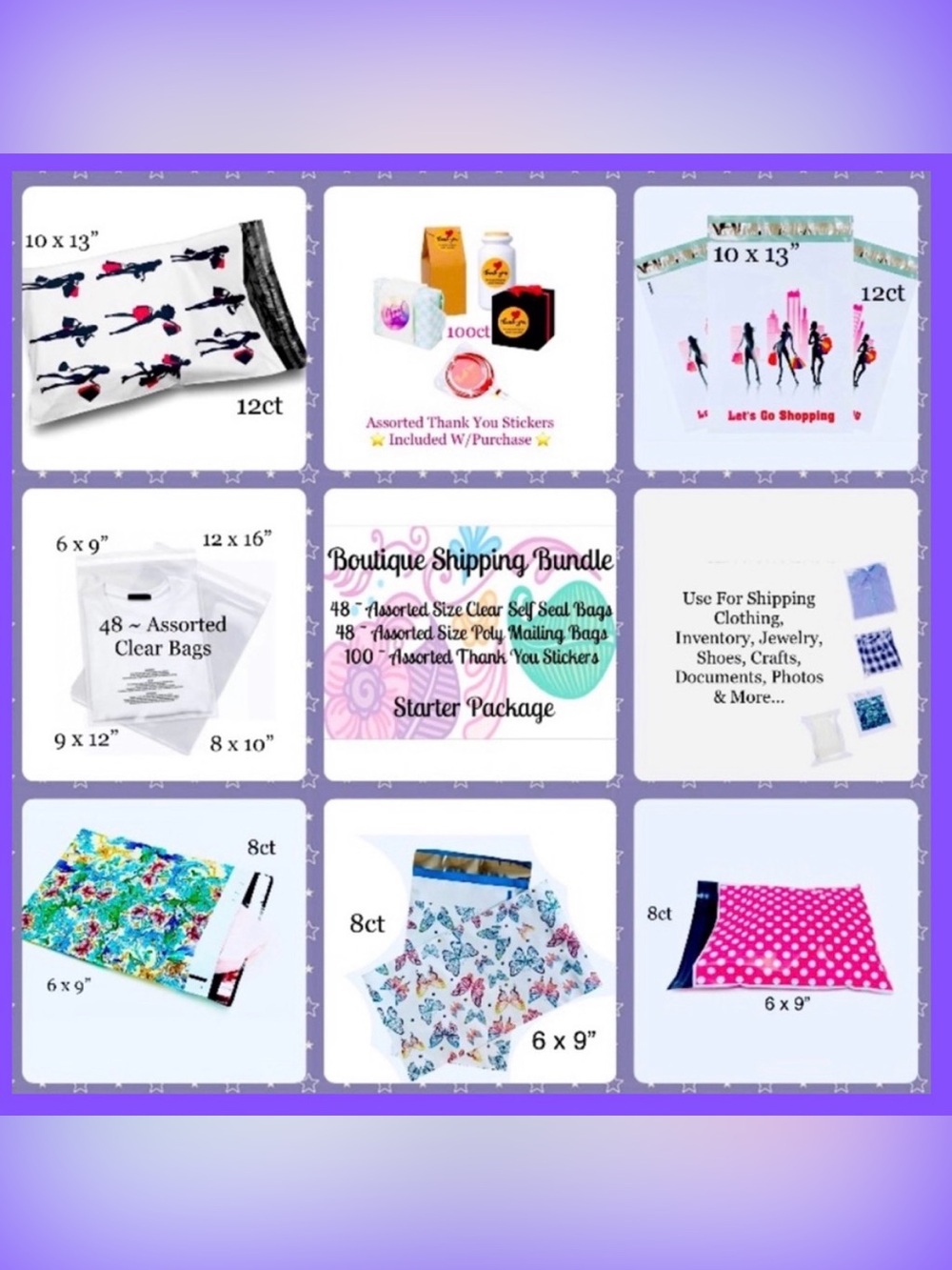 Boutique Shipping Cello~Poly Bag’s Bundle 196pc starter package⭐️100~Stickers 🆕